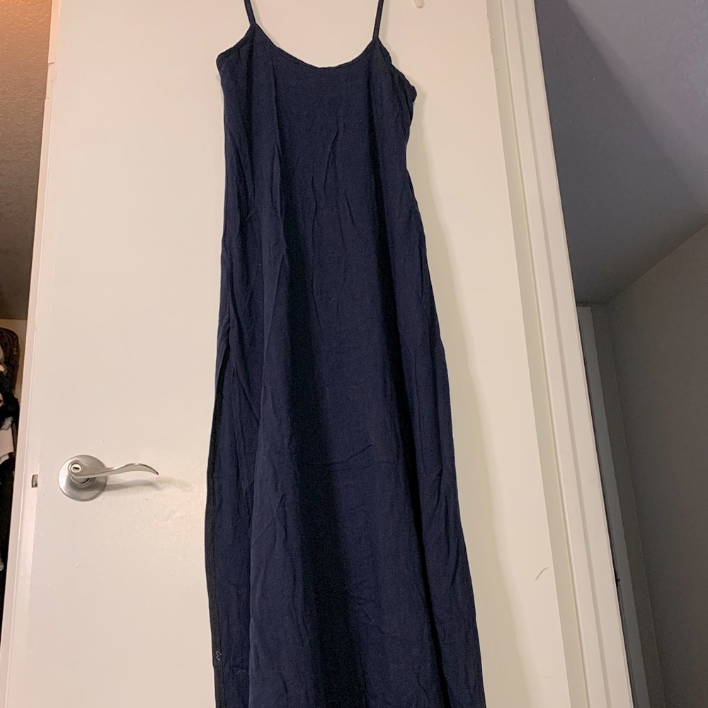 Nasty Gal Maxi Navy High Slit Beach Dress